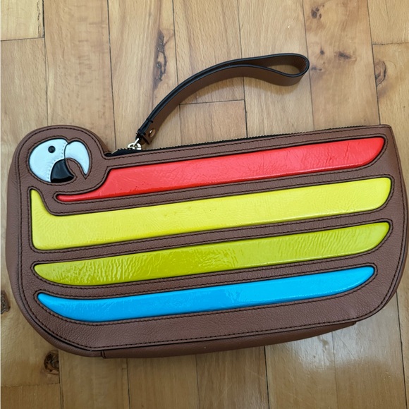 Kate Spade Macaw Parrot Cay Bird Leather Clutch - Picture 3 of 10
